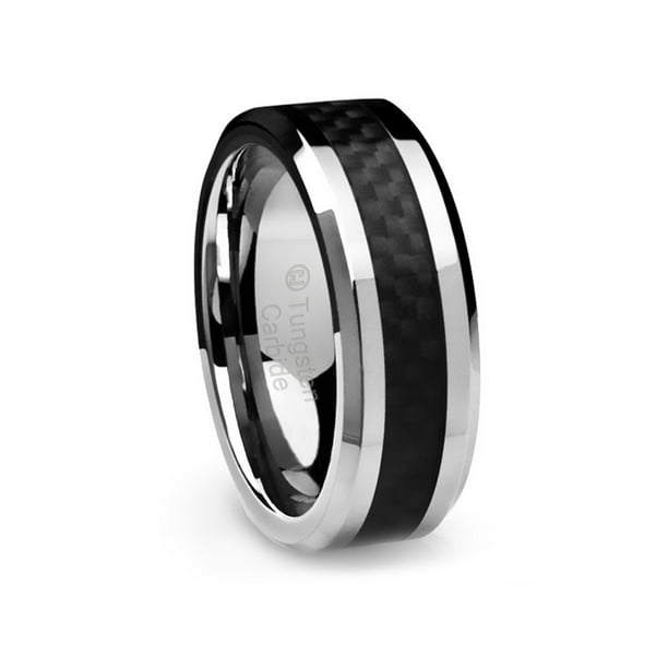 Black Tungsten Carbide Fleur de lis Ring 8mm Wedding Band Anniversary Ring for Men and Women Size 8.5 